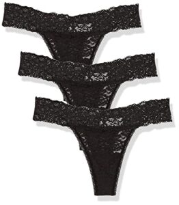 maidenform underwear pack, all-over lace thong panties for women, 3-pack, black/black/black
