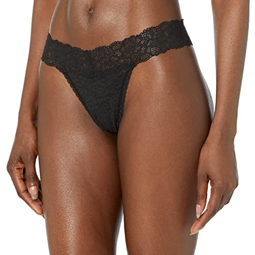 Maidenform Underwear Pack, All-Over Lace Thong Panties for Women, 3-Pack, Black/Black/Black