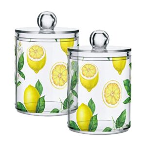 suabo plastic jars with lids,fresh yellow lemon on white bulk pack storage containers wide mouth airtight canister jar for kitchen bathroom farmhouse makeup countertop household,set 4