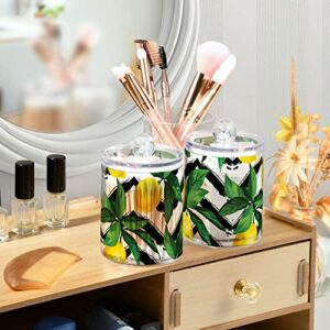 Plastic Jars with Lids,Lemon Yellow Limon Fruits Bulk Pack Storage Containers Wide Mouth Airtight Canister Jar for Kitchen Bathroom Farmhouse Makeup Countertop Household ,Set 4