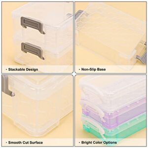LABUK 5 Pack Plastic Pencil Boxes, Mixed Size Storage Boxes with Lids Stackable Clear Organizer Containers for Stationery Toys Crafts Storage, School Office Supplies