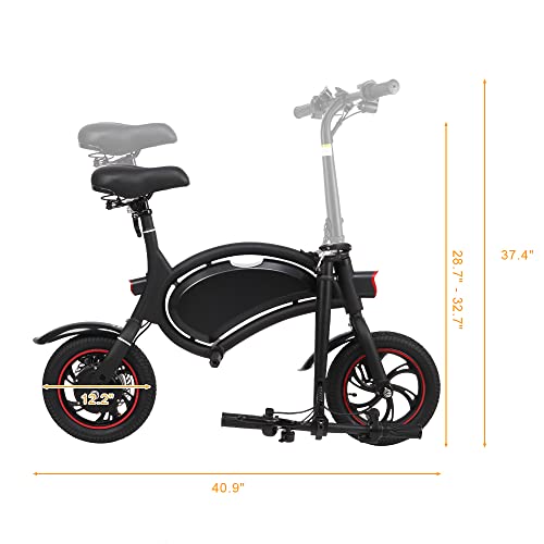 Winado Foldable Electric Bike for Adults & Teens, 12'' Wheels 250W Ebike with Rechargeable Battery & Power Display & LED Headlight & Twist Throttle for City Commuter Cycling