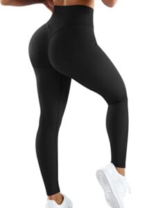 moshengqi womens high waisted seamless ribbed leggings soft slimming yoga pants(m,277-black)