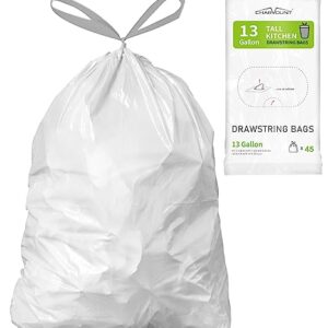 Charmount 13 Gallon Strong Tall Kitchen Drawstring Trash Bags,0.98 Mil Unscented Garbage Bags - 45 Count …