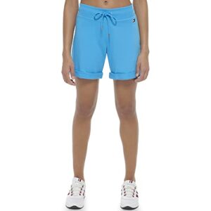 Tommy Hilfiger Women's Drawcord Waist Cuffed Comfortable French Terry Short, Atlantic Blue