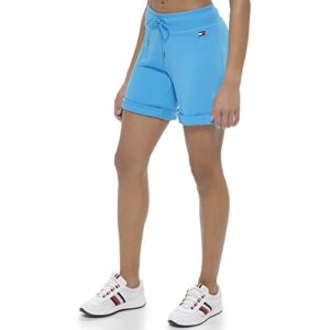 Tommy Hilfiger Women's Drawcord Waist Cuffed Comfortable French Terry Short, Atlantic Blue