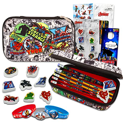 Marvel Avengers School Supplies Set - Avengers Stationery Bundle with Avengers Pencil Case, Avengers Pencils, Erasers, Stickers, More | Marvel School Supplies for Boys