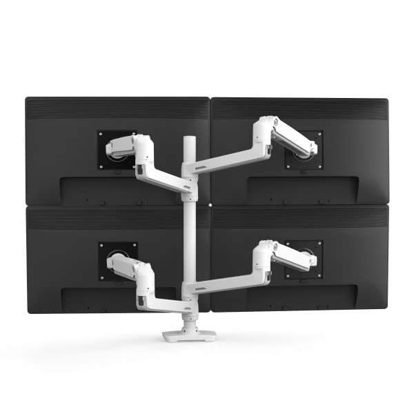 Ergotron – LX Quad Monitor Arm, VESA Desk Mount – for 4 Monitors Up to 40 Inches, 7 to 11 lbs Each – White