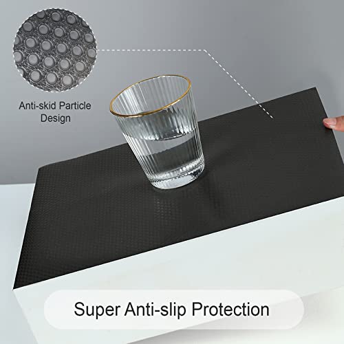 17.7Inx20FT Shelf Liner,Non-Slip Cabinet Liner,Washable,Oil-Resistant and Moisture-Resistant Non-Stick Drawer Shelf Liner,Suitable for cabinets,Shelves,refrigerators,storerooms,desks(Black)