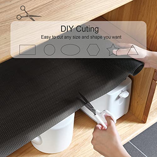 17.7Inx20FT Shelf Liner,Non-Slip Cabinet Liner,Washable,Oil-Resistant and Moisture-Resistant Non-Stick Drawer Shelf Liner,Suitable for cabinets,Shelves,refrigerators,storerooms,desks(Black)