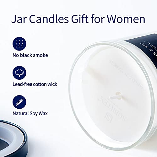 subrtex Juniper & Lavender Scented Candles for Women, 7oz Small Jar Single Wick Candle, 40 Hours of Burn Time, Highly Scented Aromatherapy Candle Valentine's Day Gift for Bathing Massage