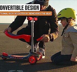 Razor Rollie DLX, 3-Wheel Light-Up Scooter for Younger Children, Seated and Stand-Up Riding Options