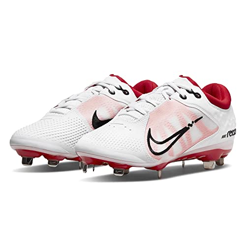 Nike Women's Hyperdiamond 4 Elite Softball Cleats (White/Black/University Red, us_Footwear_Size_System, Adult, Women, Numeric, Medium, Numeric_7)