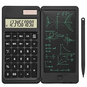 eoocoo basic calculator with notepad,10-digit large display office desk calcultors with erasable writing table,support solar and battery,multi-function portable calculator for office, school and home