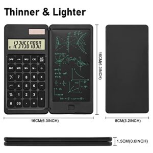 EooCoo Basic Calculator with Notepad,10-Digit Large Display Office Desk Calcultors with Erasable Writing Table,Support Solar and Battery,Multi-Function Portable Calculator for Office, School and Home