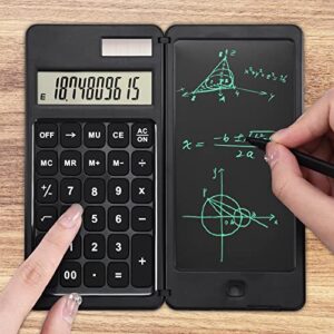 EooCoo Basic Calculator with Notepad,10-Digit Large Display Office Desk Calcultors with Erasable Writing Table,Support Solar and Battery,Multi-Function Portable Calculator for Office, School and Home