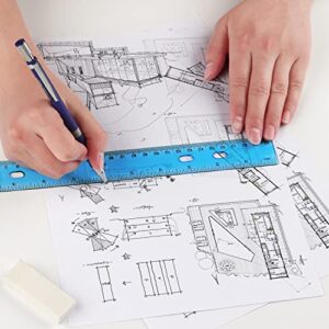 6 Pack Color Transparent Ruler Plastic Rulers 12 Inch, Metric Bulk Rulers with Inches and Centimeters, Kids Ruler for School, Home, Office