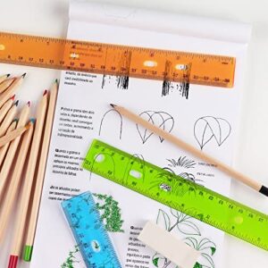 6 Pack Color Transparent Ruler Plastic Rulers 12 Inch, Metric Bulk Rulers with Inches and Centimeters, Kids Ruler for School, Home, Office