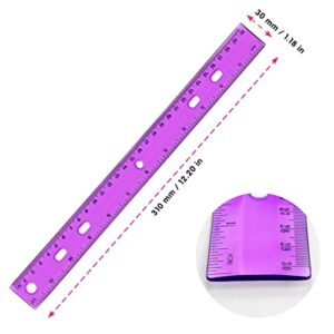 6 Pack Color Transparent Ruler Plastic Rulers 12 Inch, Metric Bulk Rulers with Inches and Centimeters, Kids Ruler for School, Home, Office