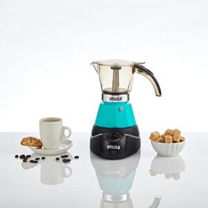 Imusa 3 Cup Electric Espresso Maker with Detachable Base, Teal