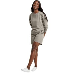 Hanes Women's Originals French Terry, Lightweight Fleece Raw Edge Hem Shorts, 5", Oregano Heather