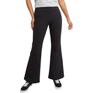 hanes women's originals jersey flare leg, bell bottom stretch pants, black