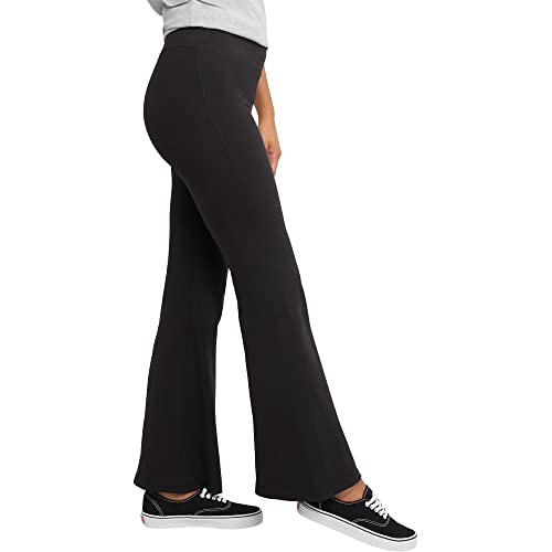 Hanes Women's Originals Jersey Flare Leg, Bell Bottom Stretch Pants, Black