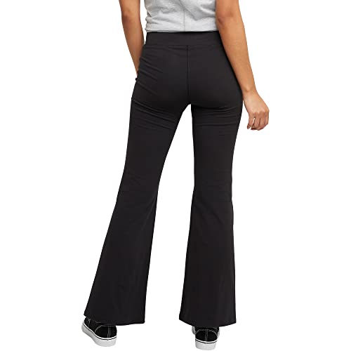 Hanes Women's Originals Jersey Flare Leg, Bell Bottom Stretch Pants, Black