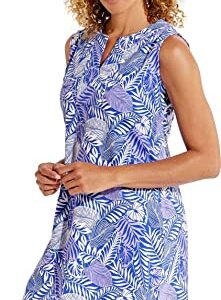 Coolibar UPF 50+ Women's Oceanside Tank Dress - Sun Protective (Large- Sailor Vista Palm)