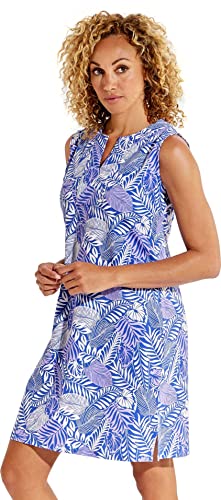 Coolibar UPF 50+ Women's Oceanside Tank Dress - Sun Protective (Large- Sailor Vista Palm)