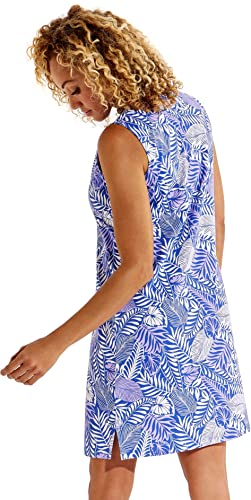 Coolibar UPF 50+ Women's Oceanside Tank Dress - Sun Protective (Large- Sailor Vista Palm)