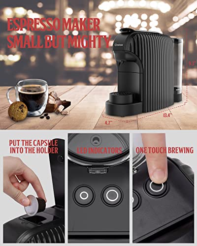 Gretess Espresso Machine, Coffee Machine Programmable Buttons for Espresso and Lungo, Capsule Coffee Maker, Italian 20 Bar High Pressure Pump, 34 Oz Water Tank, Black, OPT-07MB