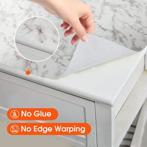 Drawer and Shelf Liner for Kitchen Cabinet: Non Adhesive Fridge Liner Washable Reusable Easy to Clean Strong Grip Liner for Cabinets, Dresser, Bathroom Cupboard Drawers, White Marble (12 in x 10 FT)