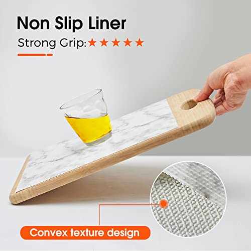 Drawer and Shelf Liner for Kitchen Cabinet: Non Adhesive Fridge Liner Washable Reusable Easy to Clean Strong Grip Liner for Cabinets, Dresser, Bathroom Cupboard Drawers, White Marble (12 in x 10 FT)