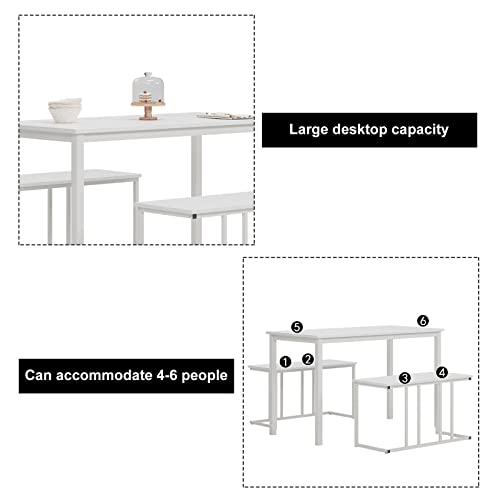 SogesPower Kitchen Table Set with Dining Chairs 47.2 inches Industrial Dining Table Set for 2 Person Modern Kitchen Furniture Suitable for Kitchen Dining Room,White