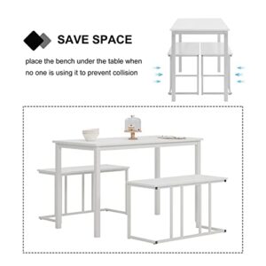 SogesPower Kitchen Table Set with Dining Chairs 47.2 inches Industrial Dining Table Set for 2 Person Modern Kitchen Furniture Suitable for Kitchen Dining Room,White