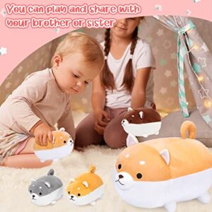 5 Pcs Stuffed Mommy Babies Dog Pillows 17.7 Inch Shiba Inu Plush Animals Toys with 5.9 Inch Small Corgi Dog Puppy Babies Plush Pillows 4 in 1 Kawaii Puppy with Babies Inside Toys Gift for Girls Boys