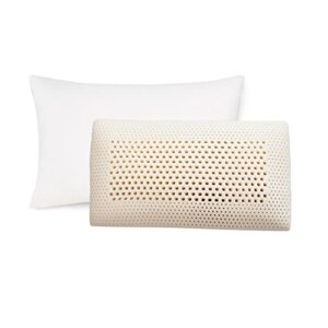 freeli. talalay latex bed pillow - queen size with 400 thread count sateen cotton cover, side sleeper design, dual-zone support - firmer edges and softer middle, breathable comfort, made in usa