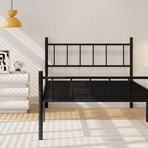 zunatu Metal Bed Frame Platform with Headboard & Footboard Heavy Duty Sturdy Foundation with Storage Space Squeak Resistant Easy Assembly,NO Box Spring Needed,Twin