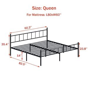 zunatu Metal Bed Frame Platform with Headboard & Footboard Heavy Duty Sturdy Foundation with Storage Space Squeak Resistant Easy Assembly,NO Box Spring Needed,Queen