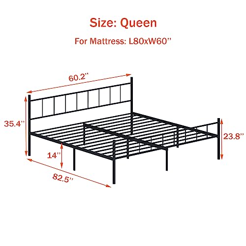 zunatu Metal Bed Frame Platform with Headboard & Footboard Heavy Duty Sturdy Foundation with Storage Space Squeak Resistant Easy Assembly,NO Box Spring Needed,Queen