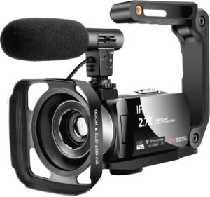 zolamente video camera, camcorder 2.7k 30fps, 16x digital zoom youtube camera, infrared ir night vision camcorder camera, 3.0" 270° rotating screen led vlogging camera