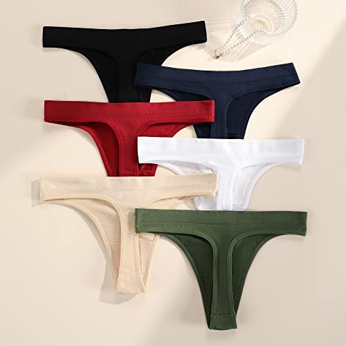 SHARICCA Seamless Thongs for Women Sexy Breathable No Show Thong Underwear Women Multiple Pack, M, 6P02