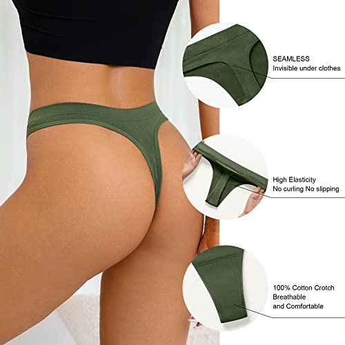 SHARICCA Seamless Thongs for Women Sexy Breathable No Show Thong Underwear Women Multiple Pack, M, 6P02