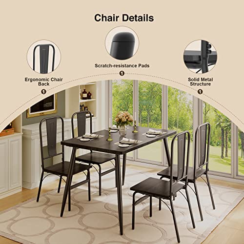 Gizoon Dining Table Set for 4 with Chairs, 5-Piece Kitchen Table and Chairs for 4 with Thick Board for Home, Small Space, Apt, Heavy-Duty, Black