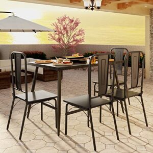 Gizoon Dining Table Set for 4 with Chairs, 5-Piece Kitchen Table and Chairs for 4 with Thick Board for Home, Small Space, Apt, Heavy-Duty, Black
