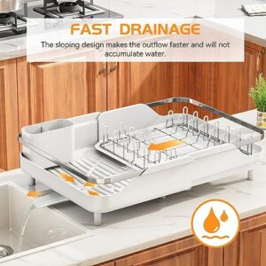 PXRACK Dish Drying Rack,Expandable(11.5"-19.3") Dish Racks for Kitchen Counter, Dish Rack and Drainboard Set, Dish Drainer with Utensil Holder for Kitchen Sink Organization Storage