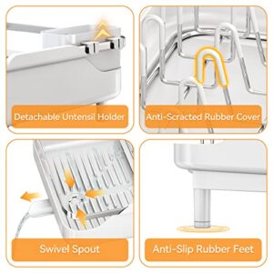 PXRACK Dish Drying Rack,Expandable(11.5"-19.3") Dish Racks for Kitchen Counter, Dish Rack and Drainboard Set, Dish Drainer with Utensil Holder for Kitchen Sink Organization Storage