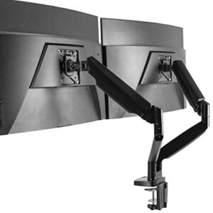 vivo premium aluminum heavy duty dual monitor arm for ultrawide monitors up to 35 inches and 30.9 lbs each, desk mount stand, pneumatic height, max vesa 100x100, black, stand-v202q