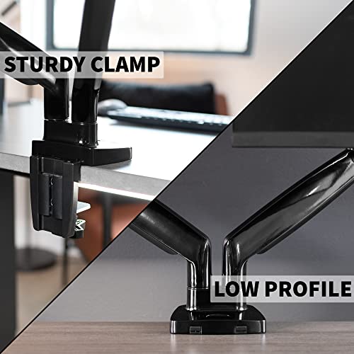 VIVO Premium Aluminum Heavy Duty Dual Monitor Arm for Ultrawide Monitors up to 35 inches and 30.9 lbs Each, Desk Mount Stand, Pneumatic Height, Max VESA 100x100, Black, STAND-V202Q